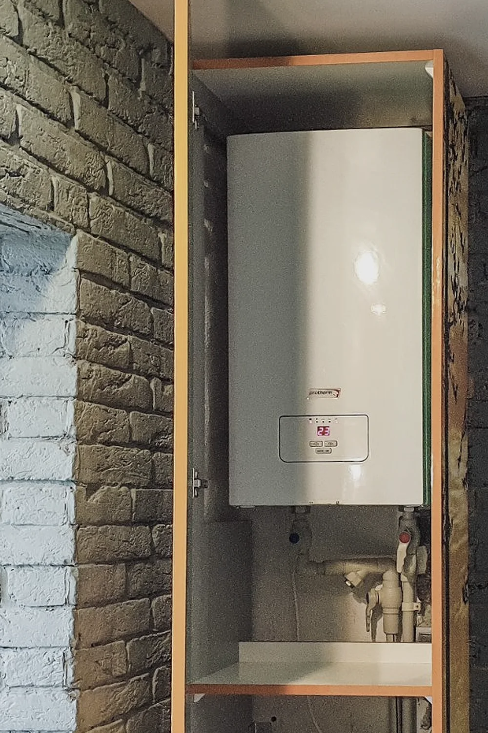 A wall-mounted gas combi boiler